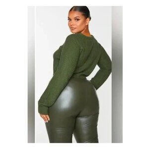 Women's Plus Size Cropped Knit Ribbed Sweater UK XXL US 18/20